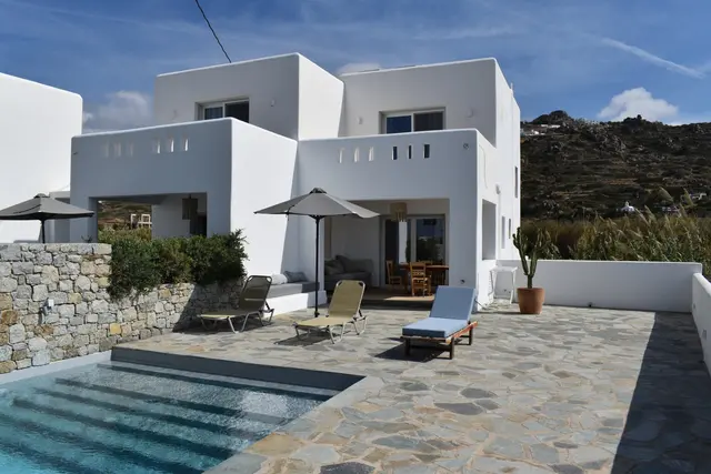 Swimming pool and garden at Naxian Garden Villas, Naxos