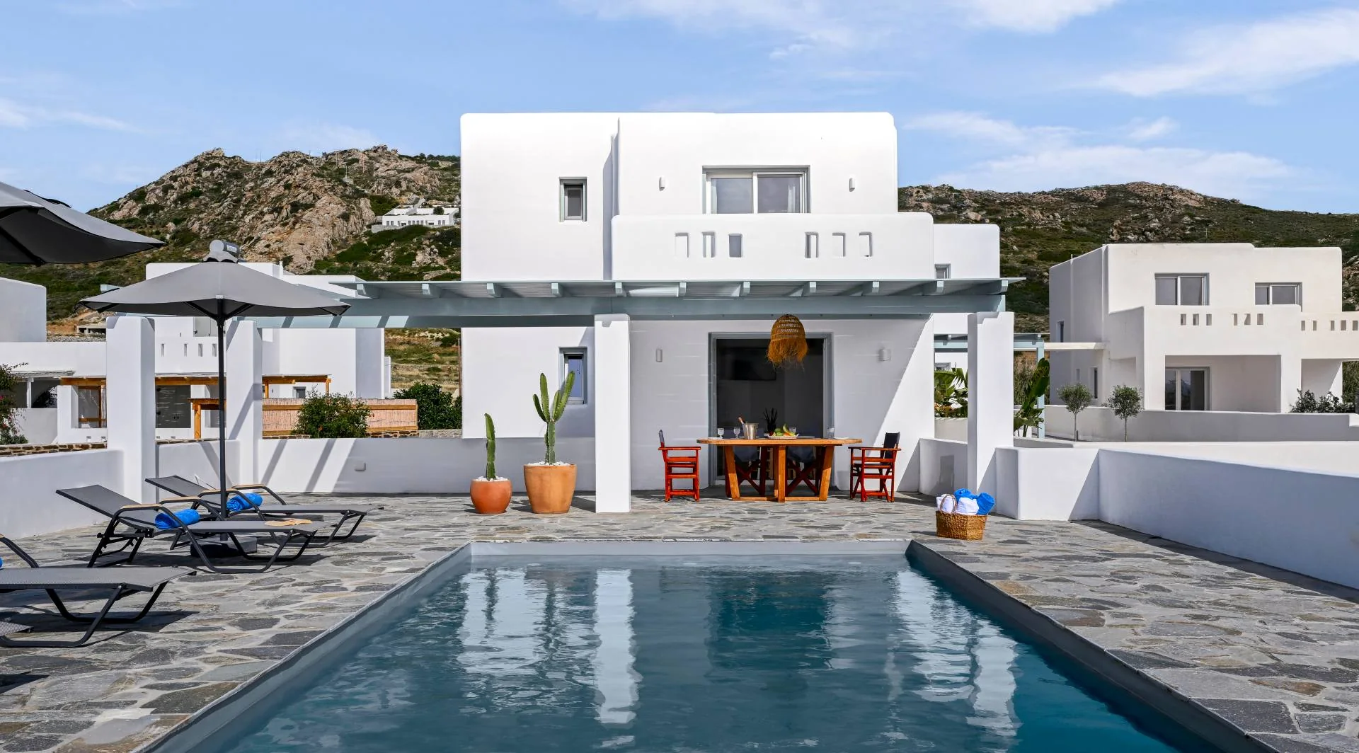 Cycladic villa and swimming pool at Naxian Garden Villas